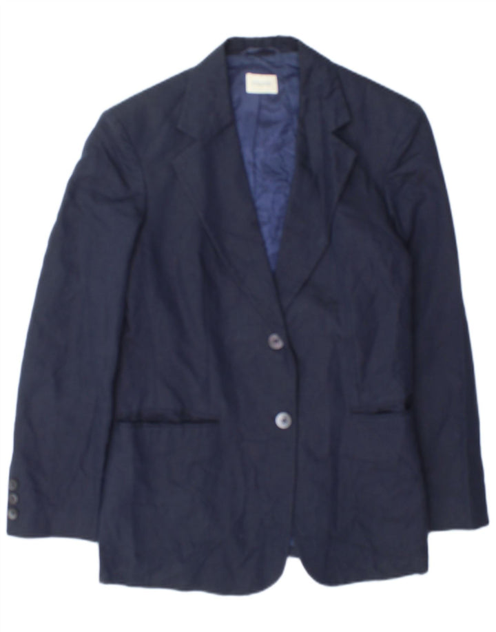 Benetton Veste Blazer 2 Boutons Femme IT 42 Bleu Marine Moyen Coton