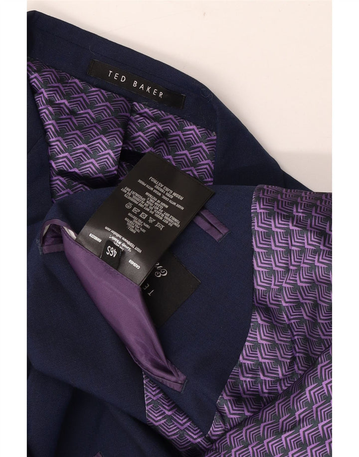 Ted Baker Veste Blazer 2 Boutons Homme UK 46 3XL Bleu Marine Laine