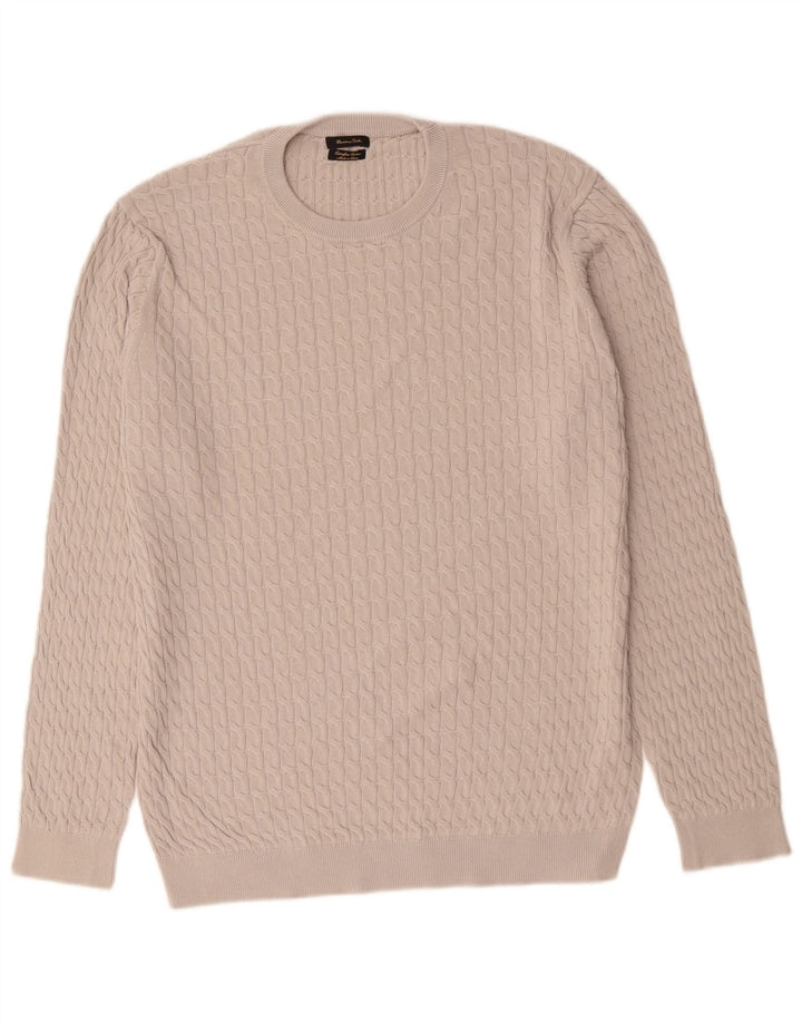 Massimo Dutti Pull à col rond pour homme XL Gris Coton