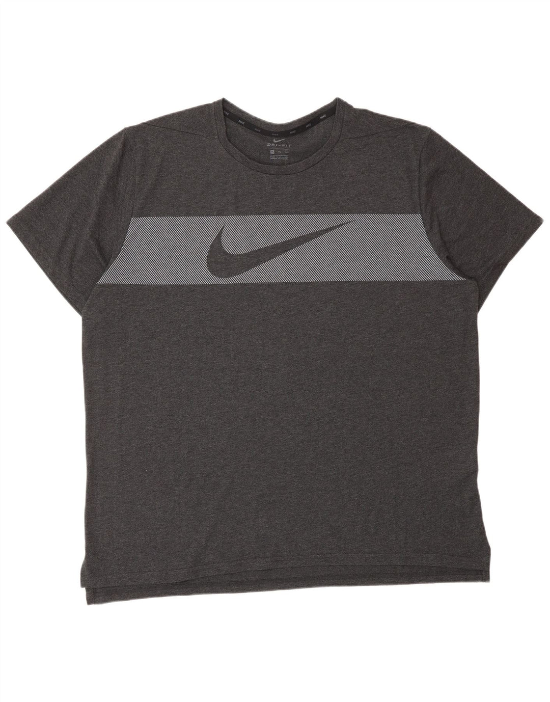 Nike T-shirt graphique Dri Fit pour homme en coton à fines rayures Gris 2XL