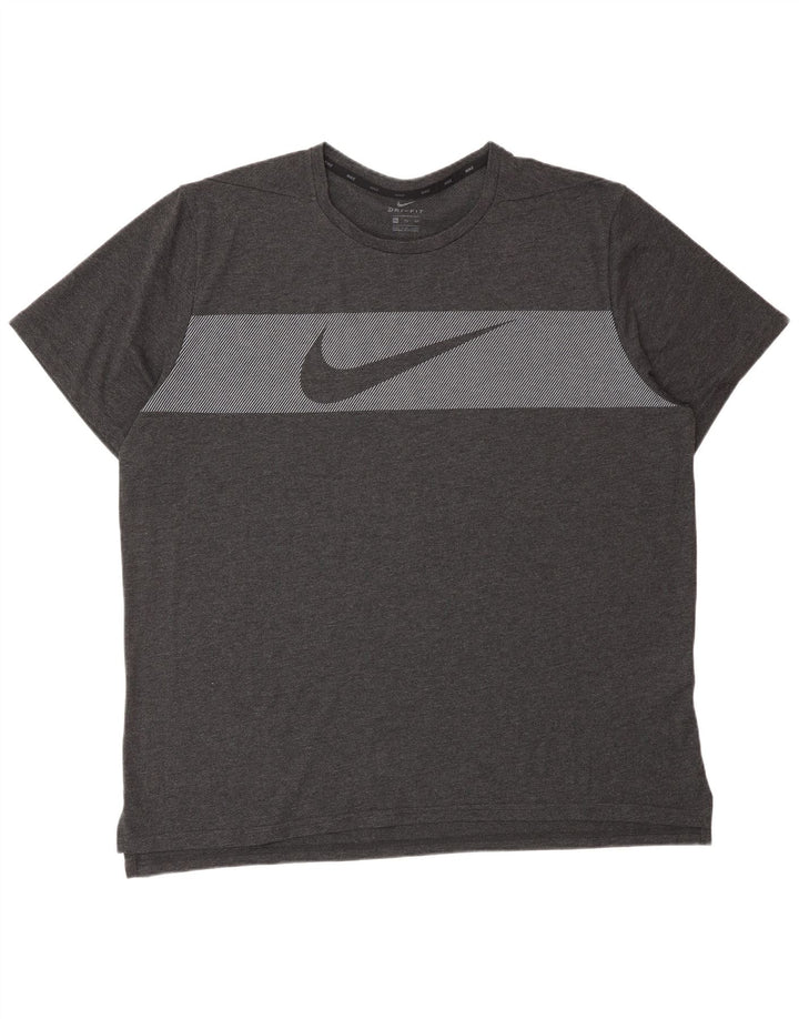 Nike T-shirt graphique Dri Fit pour homme en coton à fines rayures Gris 2XL