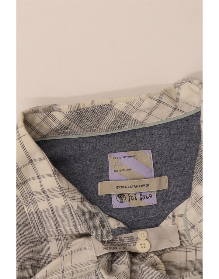 Fat Face Mens Short Sleeve Shirt 2XL Grey Check Cotton