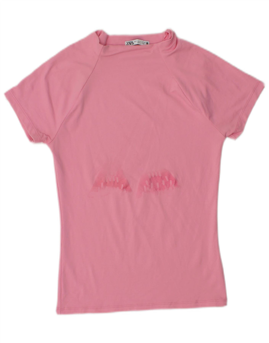 Zara Womens Graphic T-Shirt Top UK 8 Petit Rose