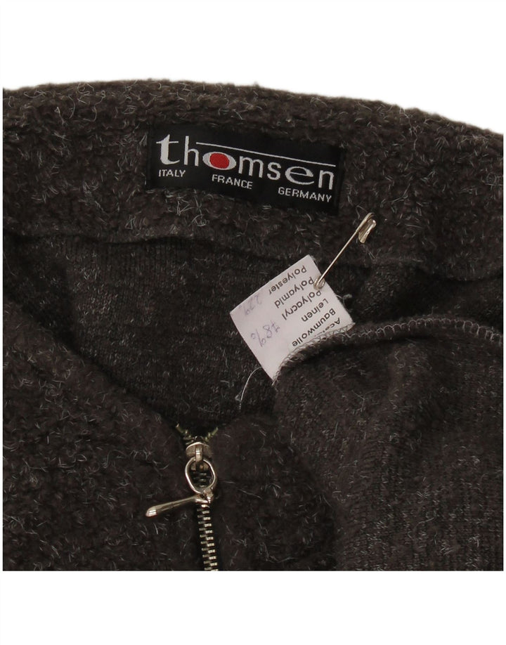 VINTAGE Pull surdimensionné à col bateau pour femme UK 14 Gris moyen