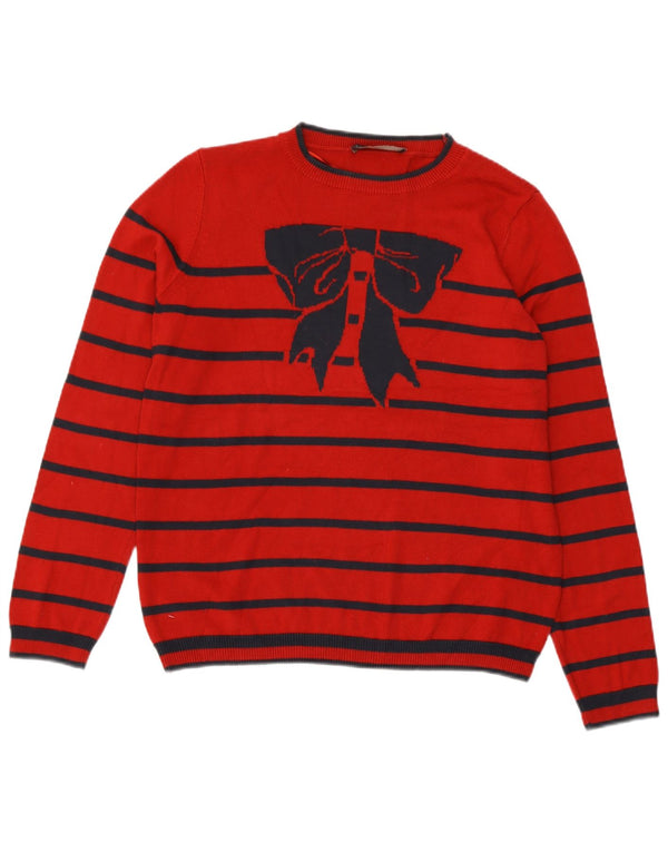 Marks & Spencer Pull à col rond pour femme UK 14 Grand rayé rouge