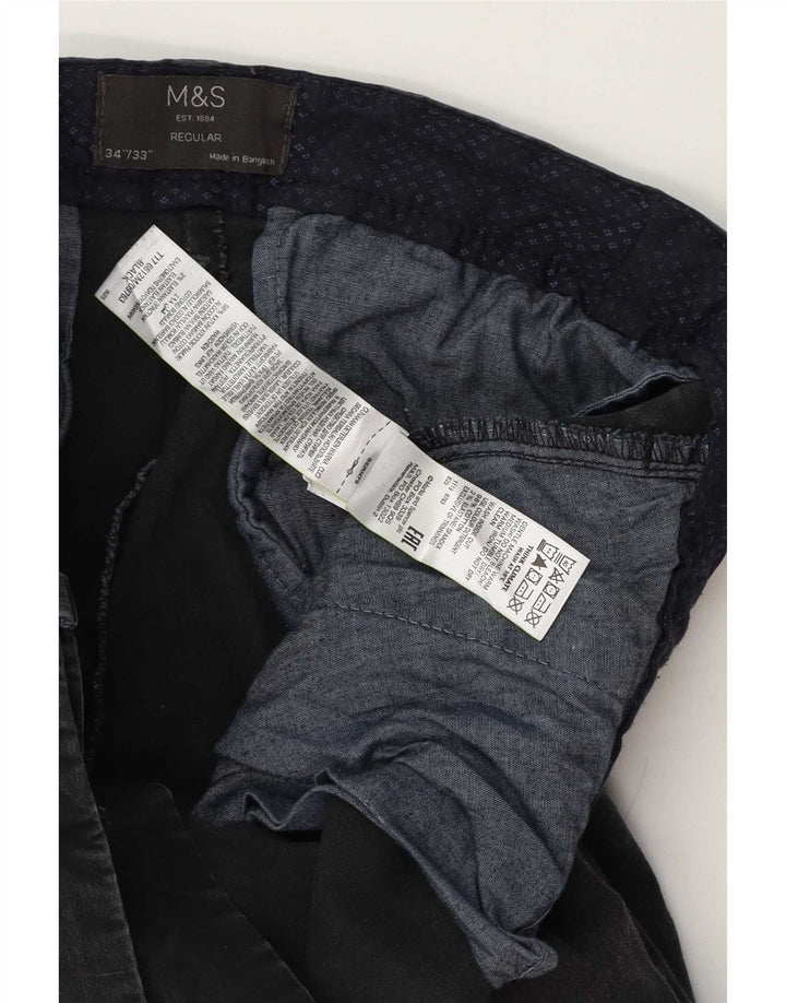 Marks & Spencer Pantalon Chino Regular Homme W34 L33 Coton Noir