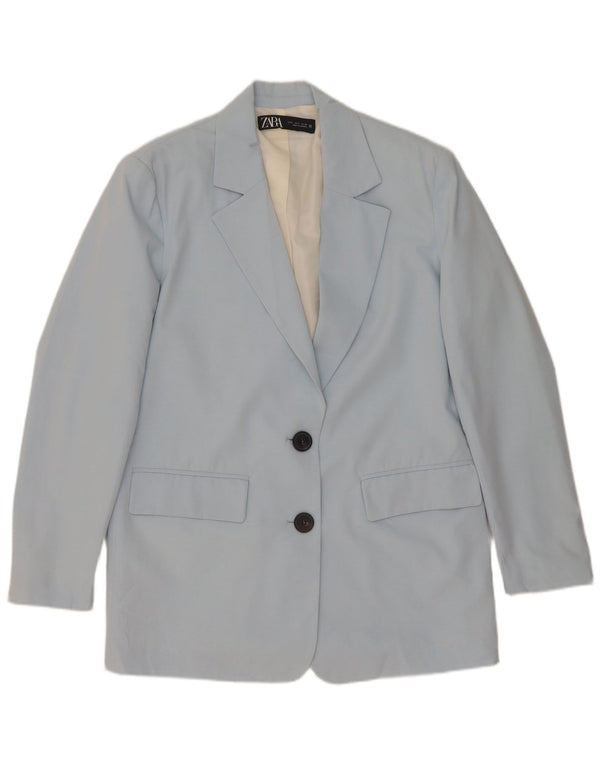 Zara Veste blazer surdimensionnée à 2 boutons pour femme UK 10 Petit Bleu