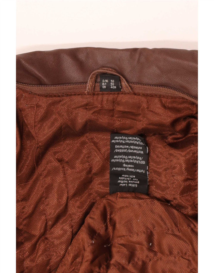 manteau en cuir homme vintage UK 40 Grand Marron