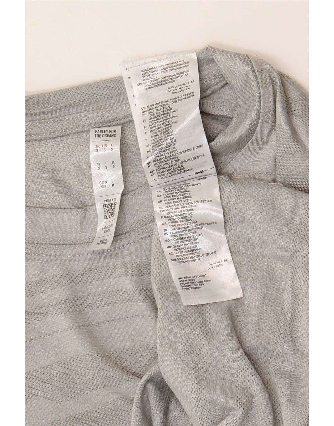 Adidas Hommes Climalite T-Shirt Haut Petit Gris Rayé Polyester