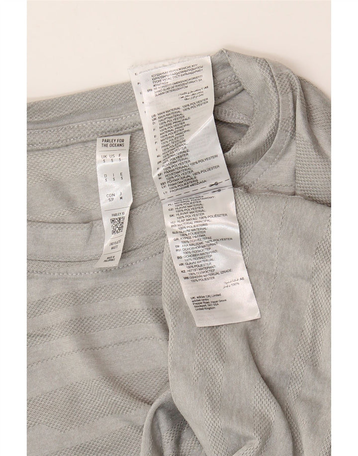 Adidas Hommes Climalite T-Shirt Haut Petit Gris Rayé Polyester