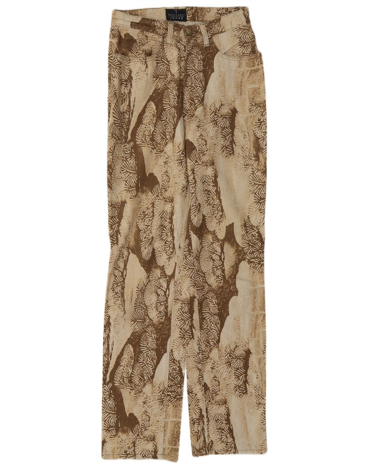 Trussardi Femme Pantalon Droit Décontracté À Motif Abstrait W26 L31 Beige
