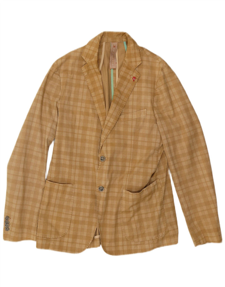 Bernese Veste blazer à 2 boutons pour homme EU 54 2XL Beige à carreaux