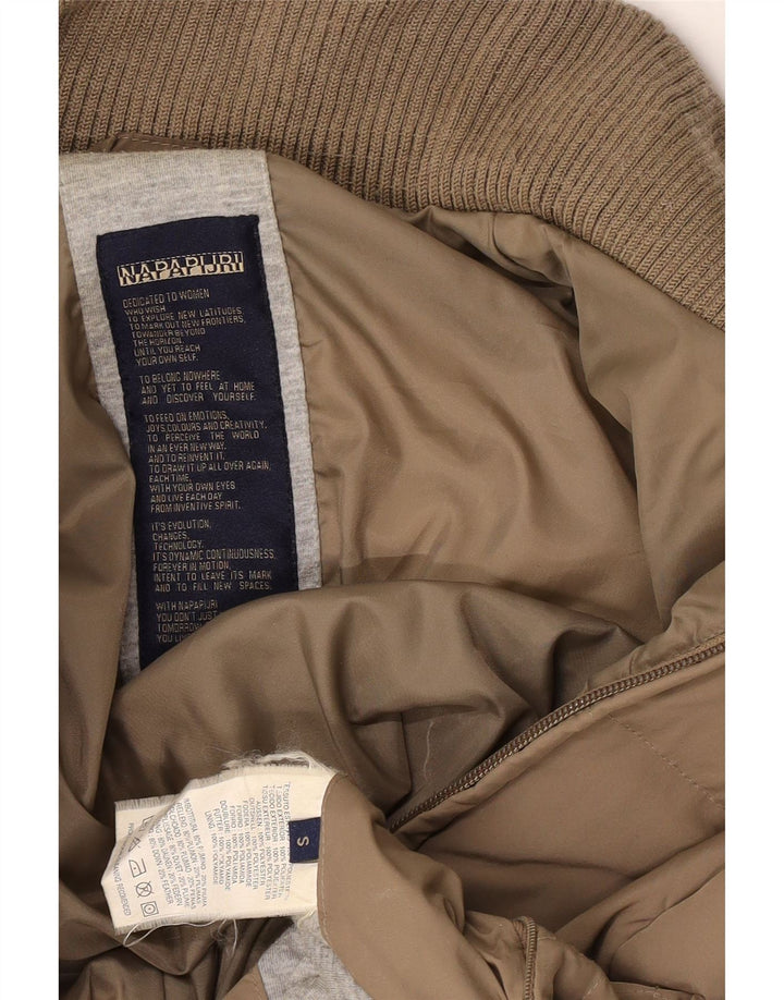 Napapijri Manteau rembourré pour femme UK 10 Small Marron Polyester