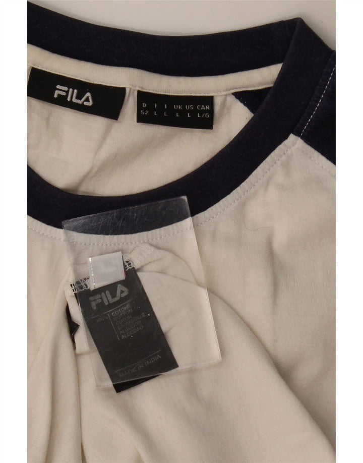 FILA T-shirt graphique pour hommes, grand, en coton color block blanc