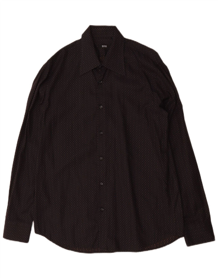 Hugo Boss Chemise homme Taille 41 15 Coton tacheté noir moyen