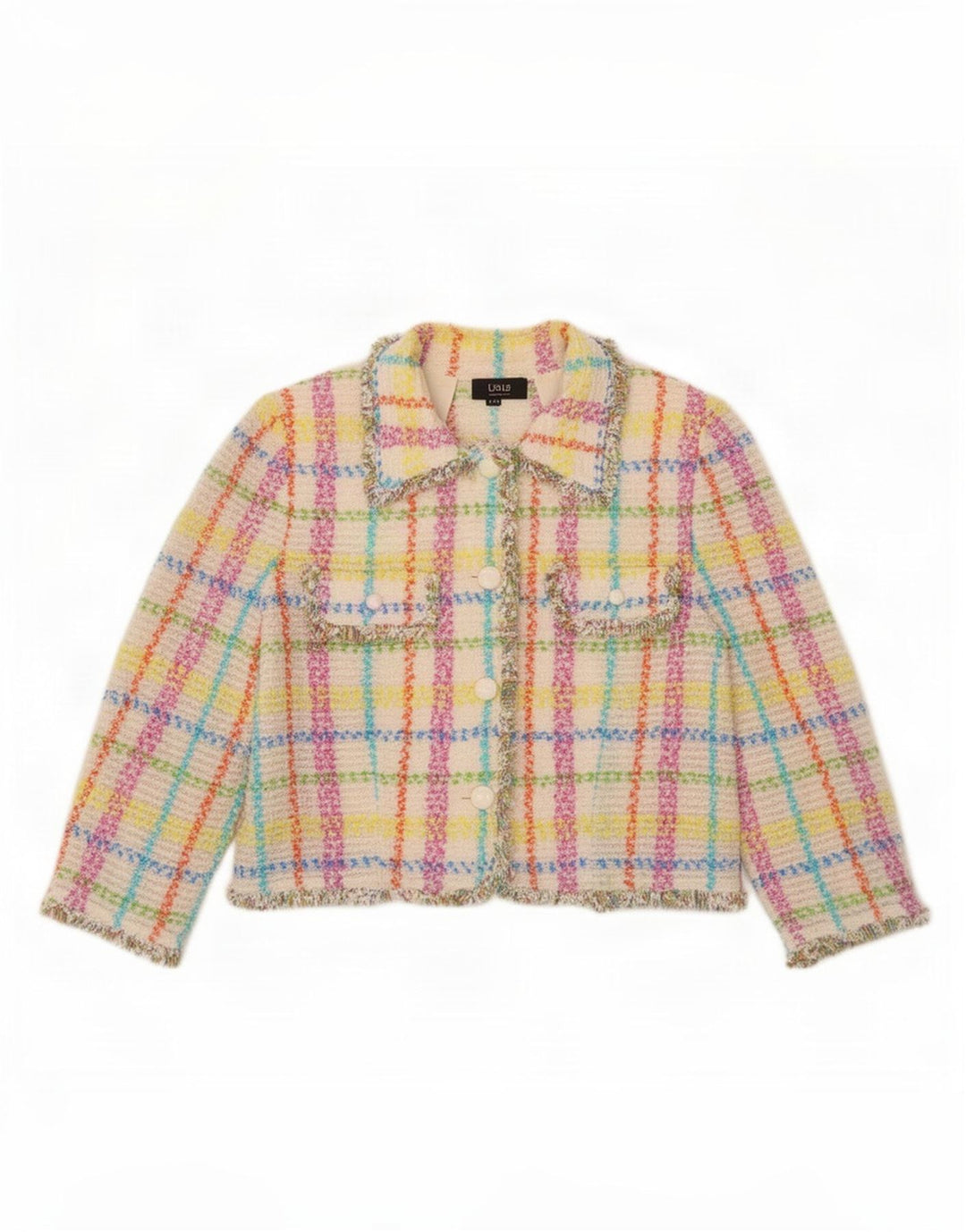 Liola Veste Boléro Femme Manches 3/4 IT 48 XL Carreaux Multicolores