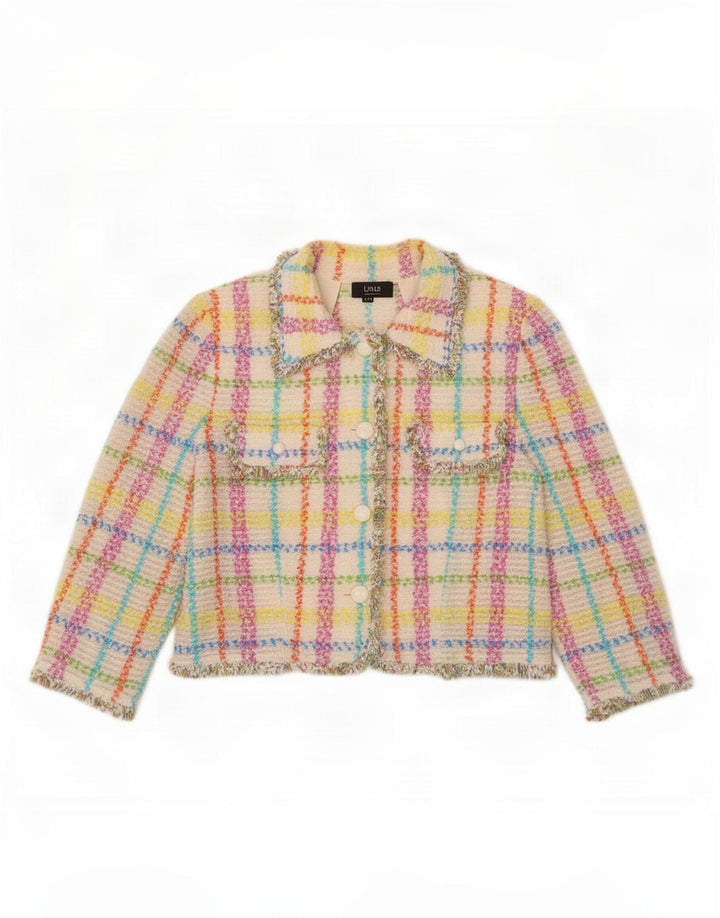 Liola Veste Boléro Femme Manches 3/4 IT 48 XL Carreaux Multicolores
