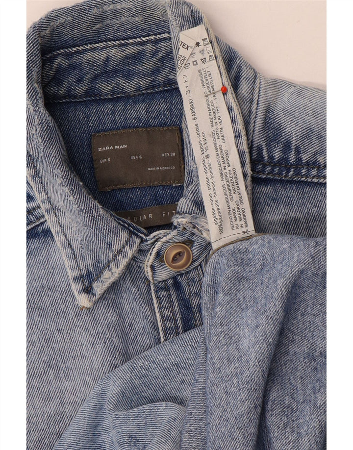 Zara Homme Chemise En Jean Regular Fit Petit Bleu Coton