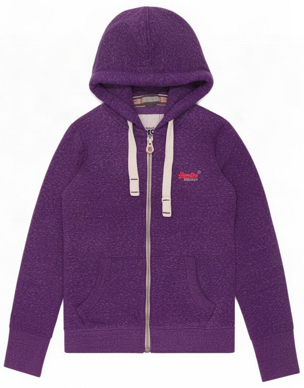 Superdry Pull à capuche graphique pour femme UK 10 Petit coton moucheté violet