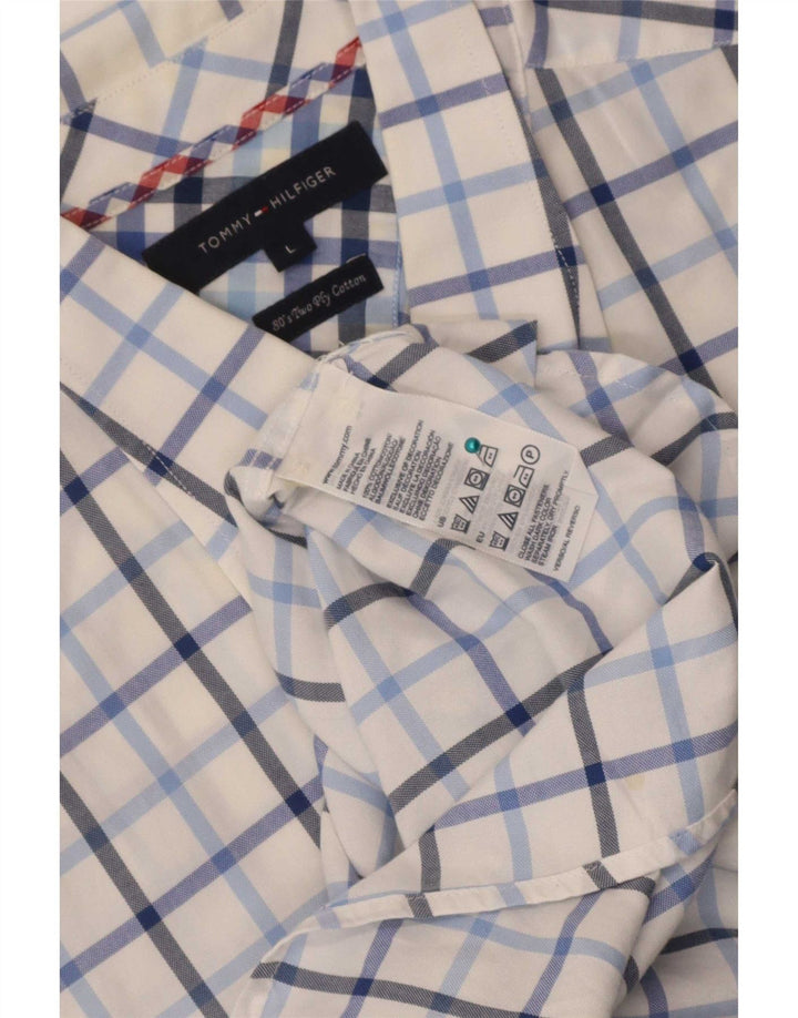 Tommy Hilfiger Chemise à manches courtes pour homme en coton à carreaux blancs