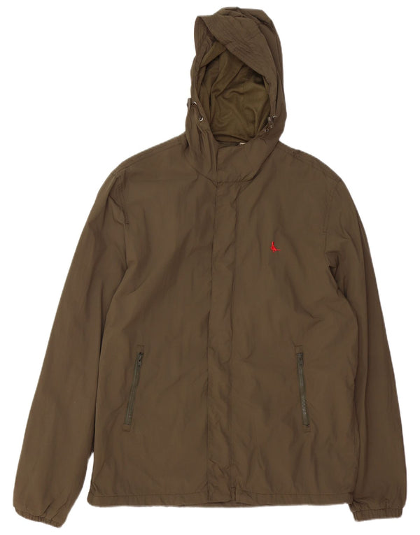 JACK WILLS Veste de pluie à capuche pour homme UK 40 Large Kaki Nylon