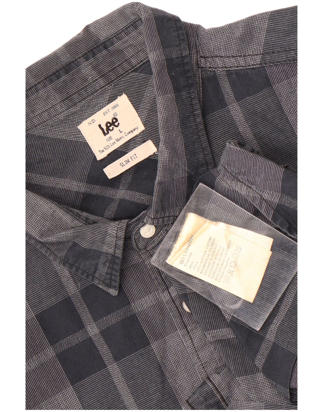 Lee Chemise Slim Fit Homme Grand Carreau Gris Coton