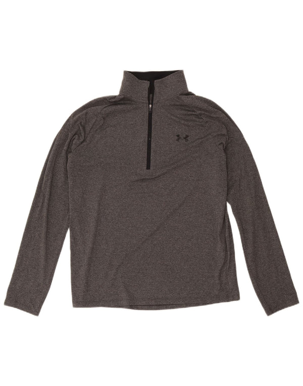 Under Armour Haut Zip Neck Manches Longues Homme Gris Moyen Polyester