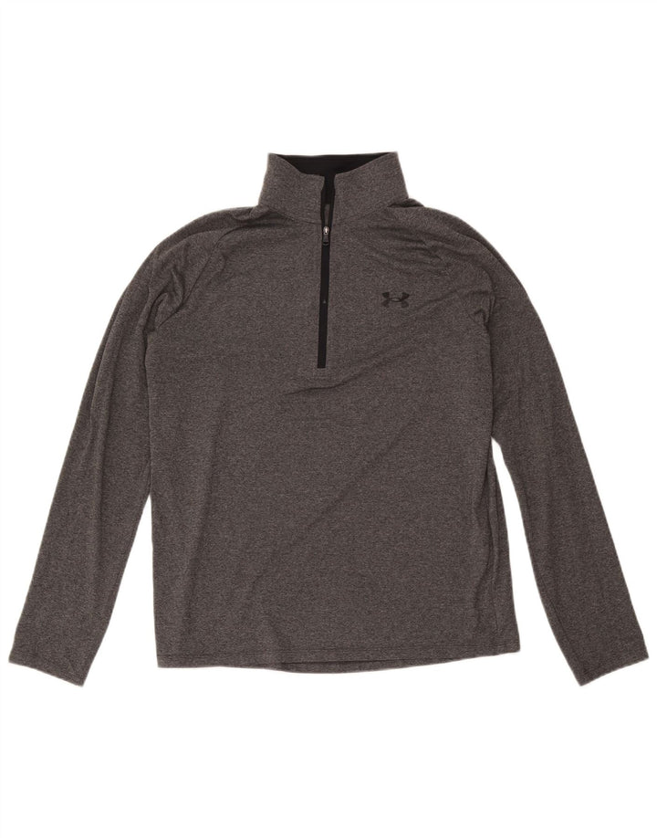 Under Armour Haut Zip Neck Manches Longues Homme Gris Moyen Polyester