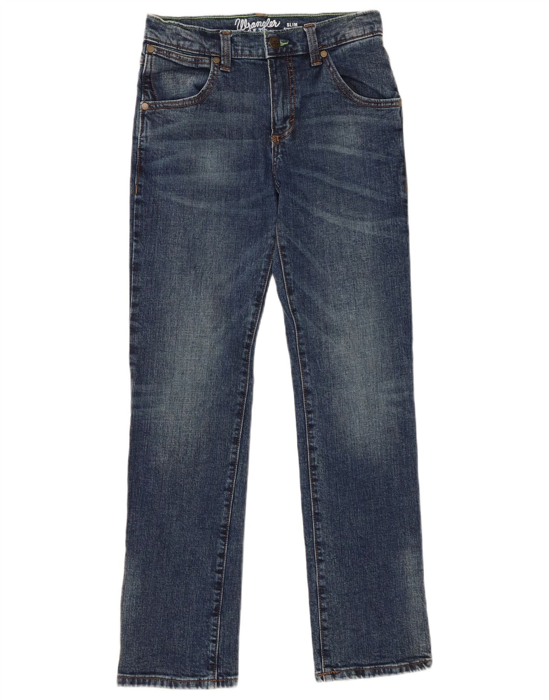 WRANGLER Jean droit slim rétro garçon 13-14 ans W26 L29 bleu coton