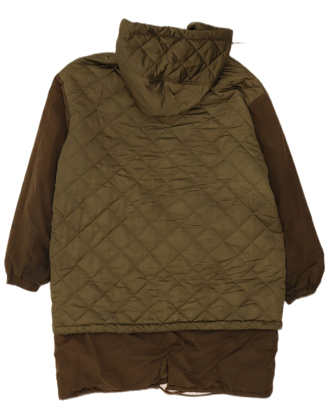 Zara Manteau matelassé à capuche surdimensionné pour femme UK 10 Petit Kaki Polyester