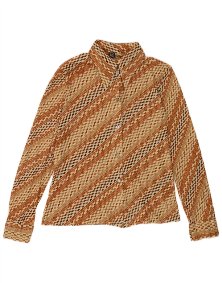 Chemise Femme Vintage IT 48 XL Marron Rayé
