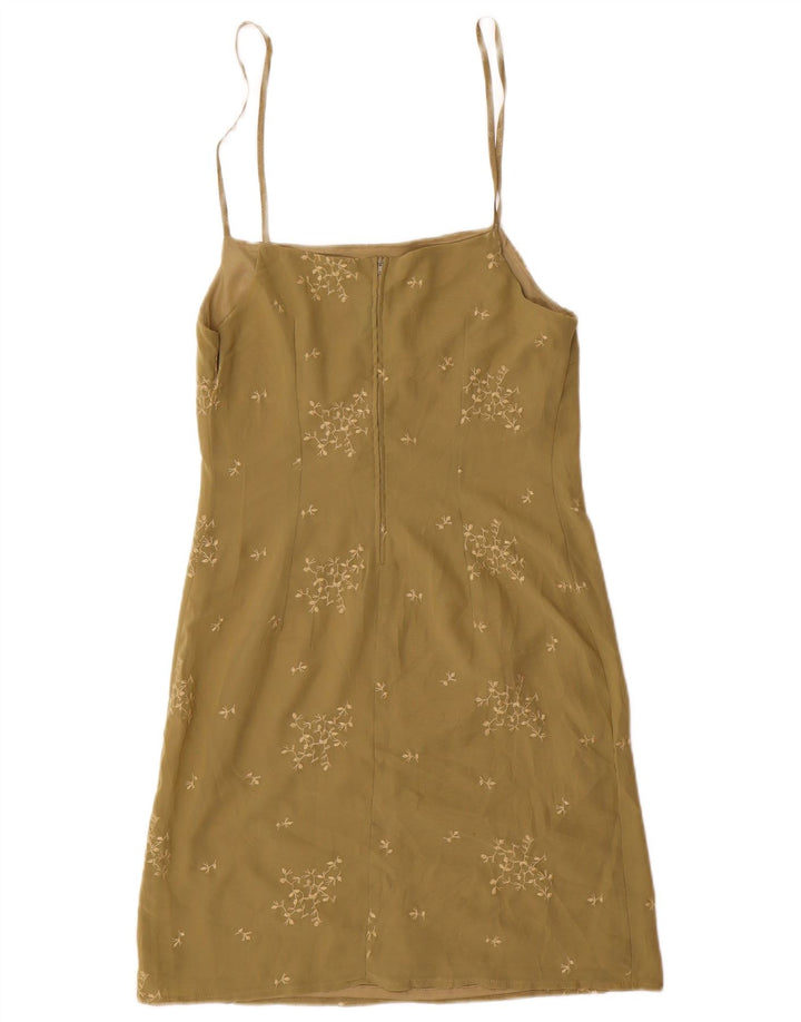 Benetton Robe d'été pour femme UK 10 Petit vert floral en polyester
