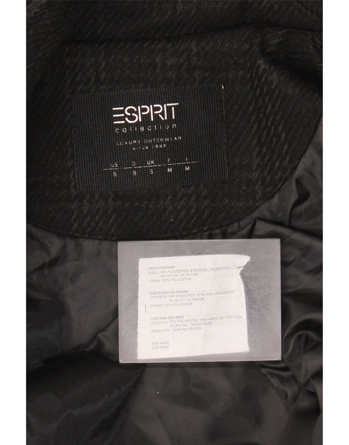 Esprit Manteau à capuche pour femme UK 10 Petit pied-de-poule noir Polyester