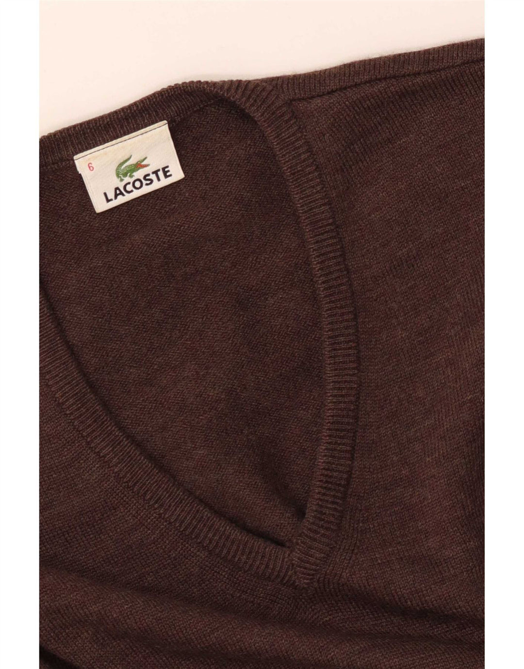 Lacoste Pull col V pour homme Taille 6 XL Marron