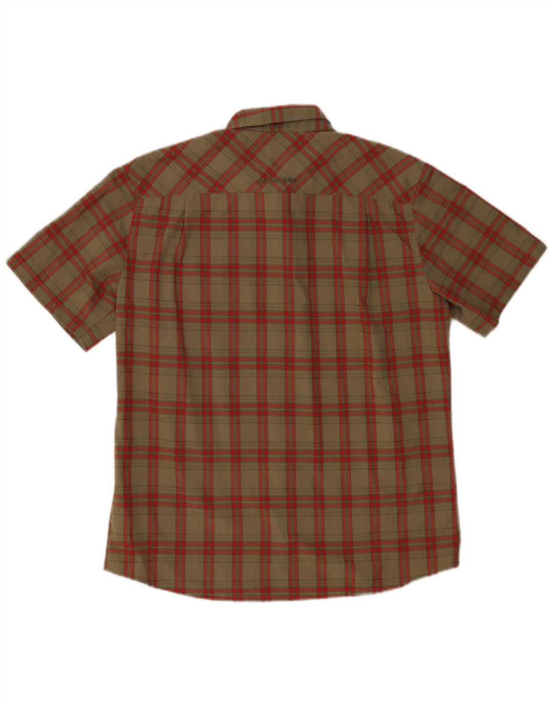 MAMMUT Mens Short Sleeve Shirt Large Khaki Check Polyester