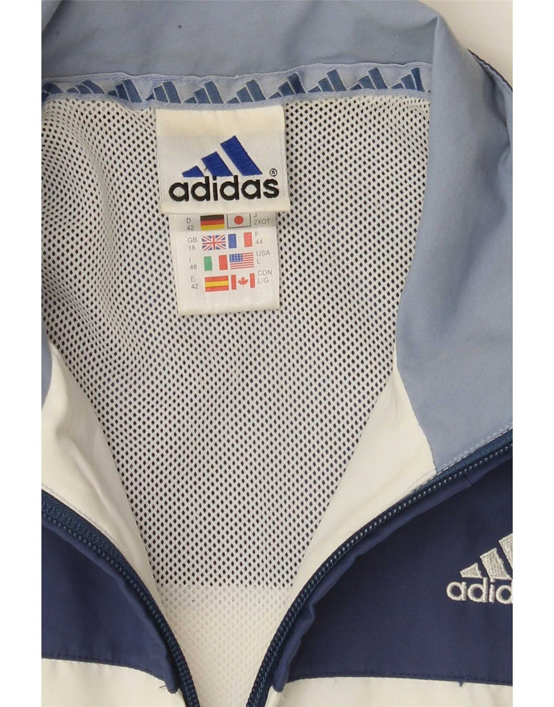 Adidas Veste de survêtement surdimensionnée pour femme UK 16 Large Blanc Colorblock