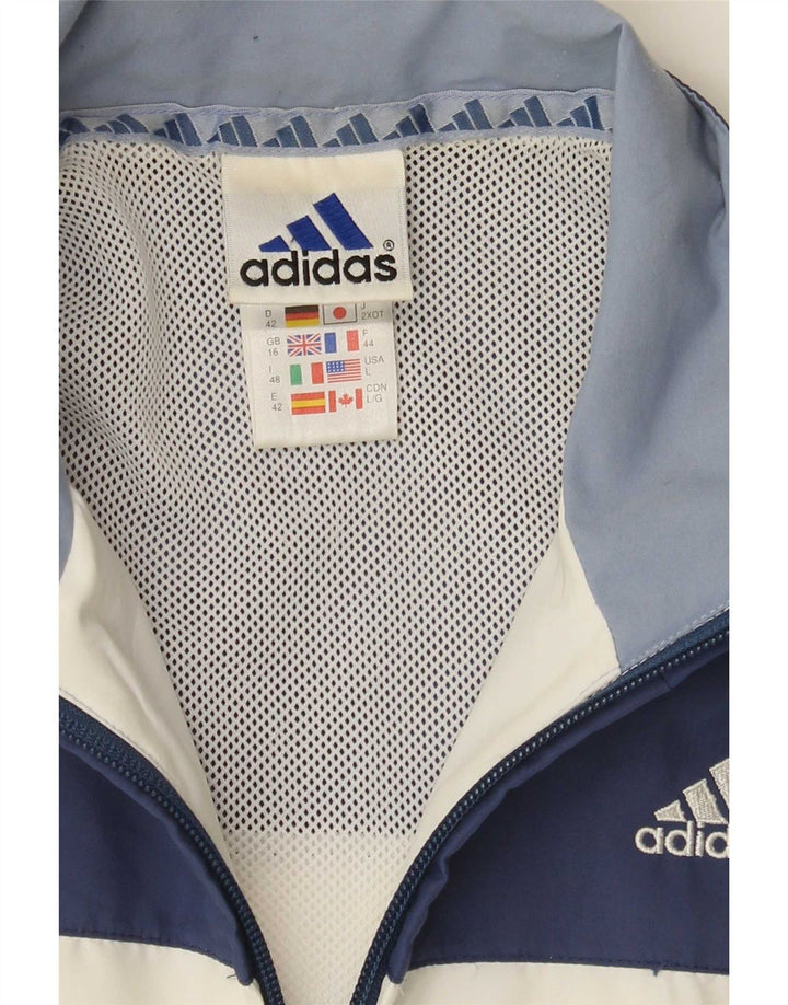 Adidas Veste de survêtement surdimensionnée pour femme UK 16 Large Blanc Colorblock