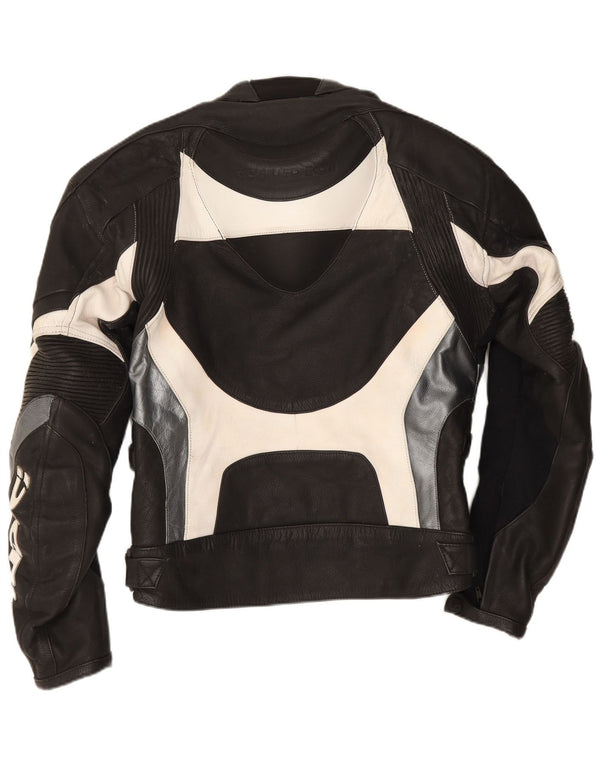 Giudici Mens Graphic Racing Jacket UK 36 Small Black Colourblock Leather