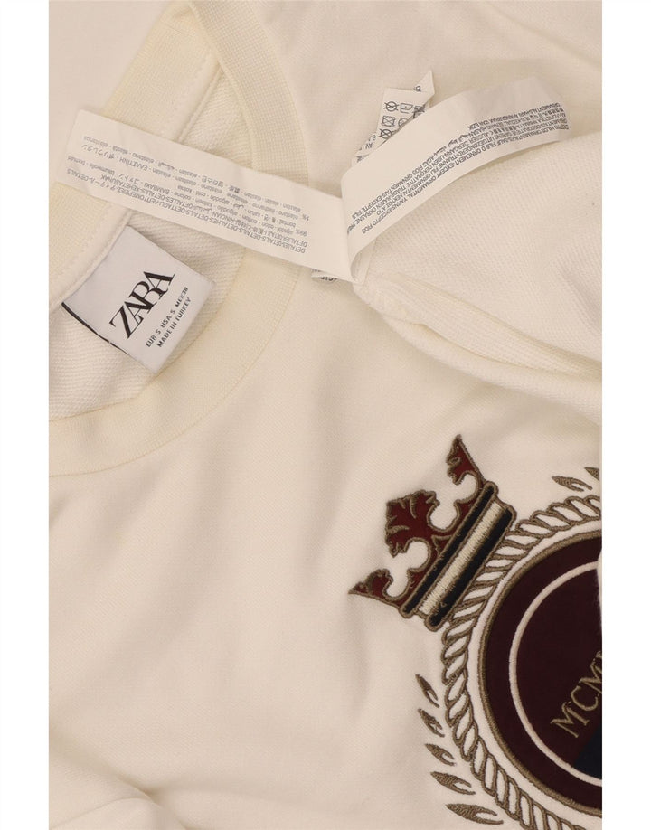 Zara Mens Graphic Sweatshirt Jumper Petit Coton Blanc