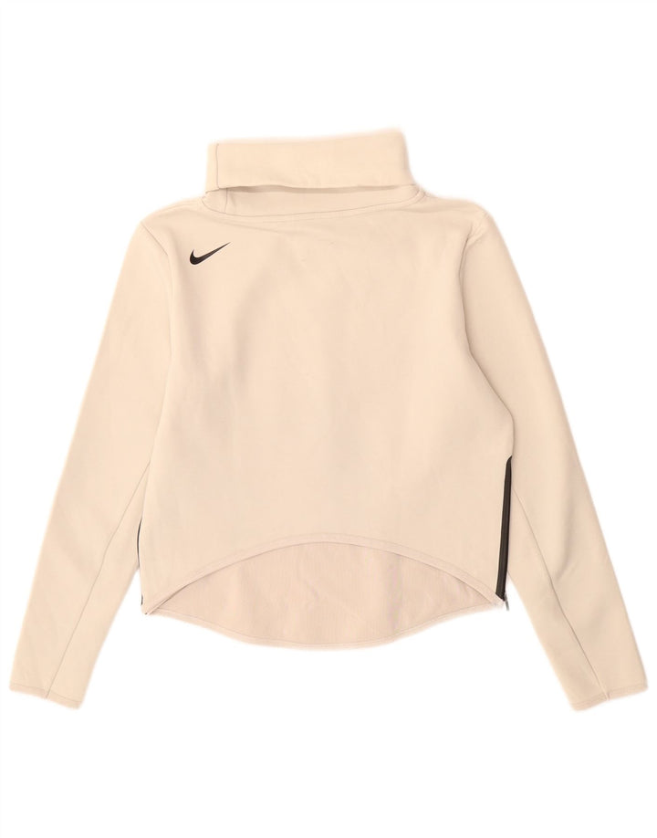 Nike Femme Dri Fit Surdimensionné Col Roulé Sweat Pull UK 6 XS Beige