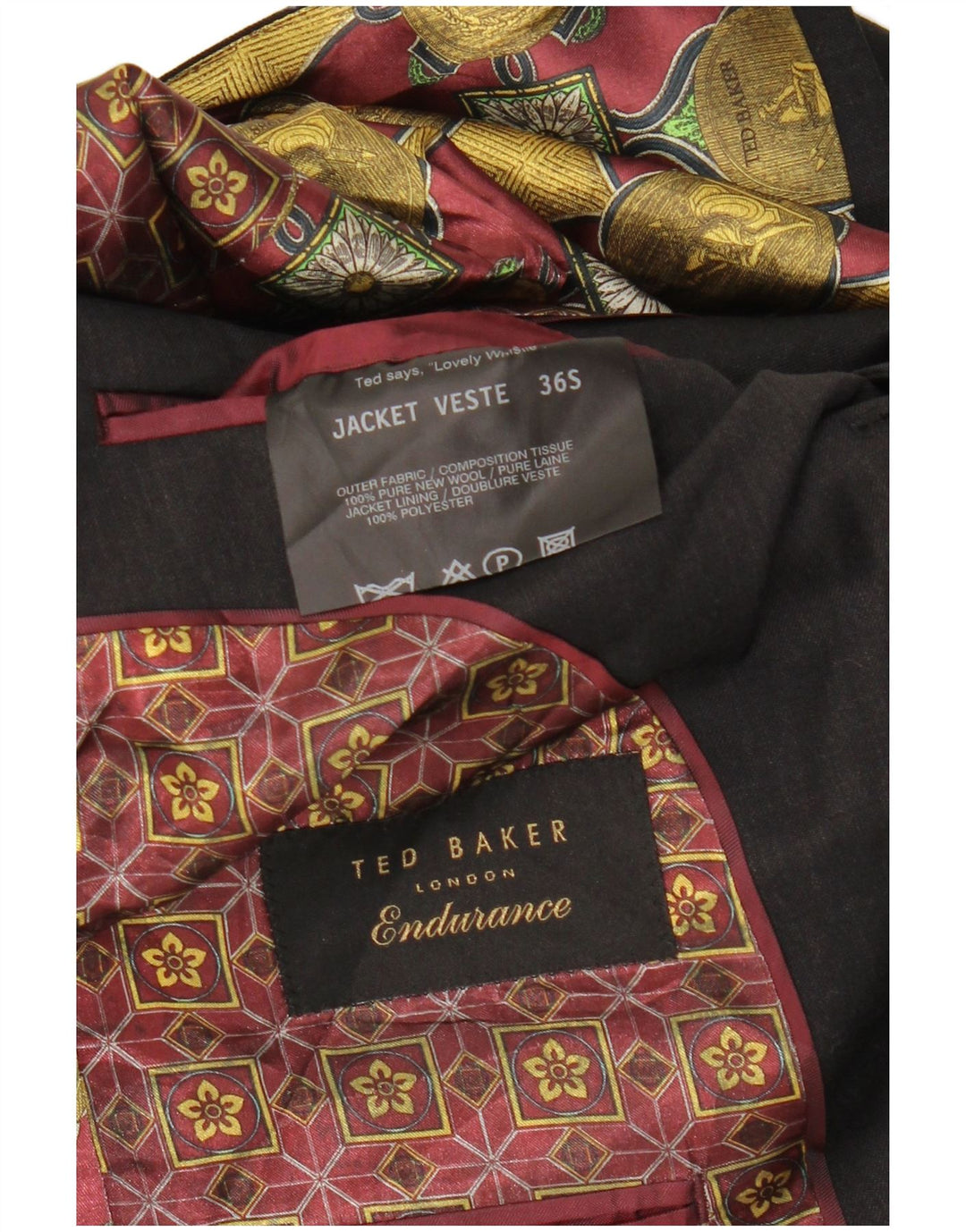 TED BAKER Mens 2 Button Blazer Jacket UK 36 Small Black New Wool