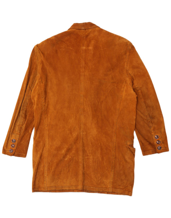 vintage Femmes Double Breasted Suede Blazer Veste UK 18 XL Beige