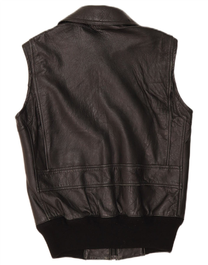 gilet en cuir homme vintage UK 36 Petit cuir noir