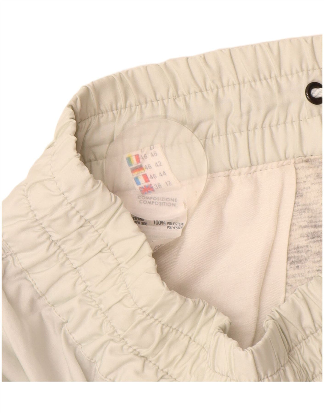 Pantalon coupe-vent femme vintage UK 12 Medium Off White Polyester