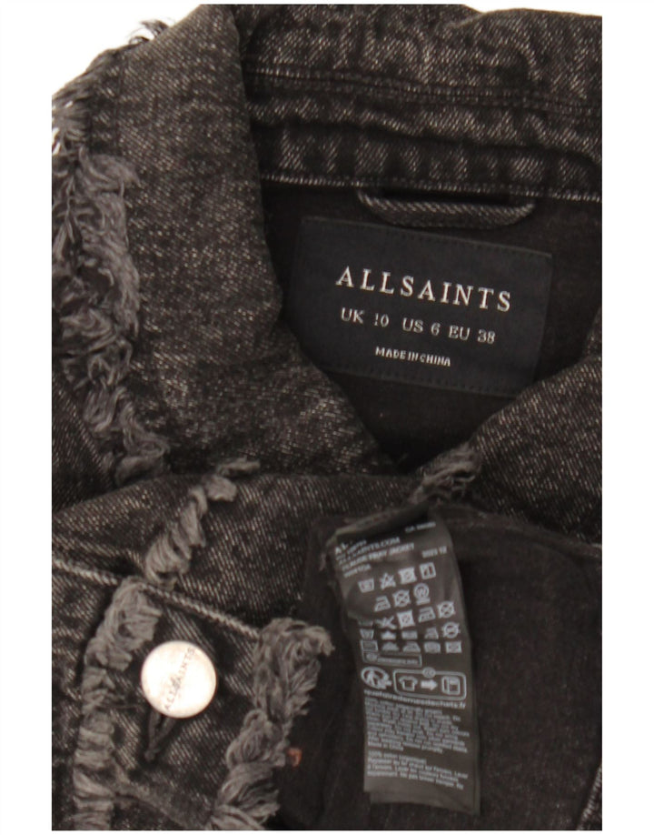 All Saints Veste en jean surdimensionnée pour femme UK 10 Petit coton noir