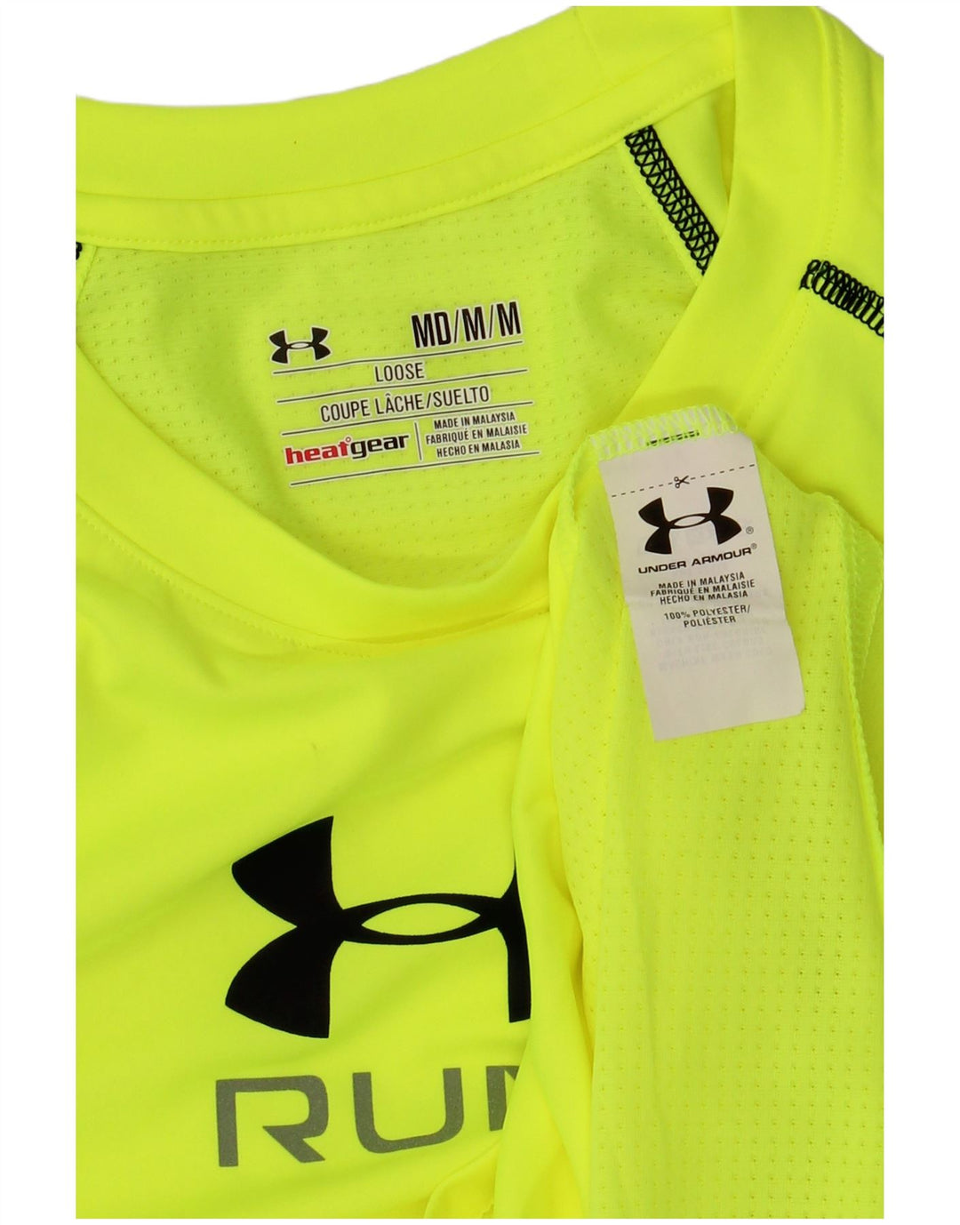 UNDER ARMOUR T-Shirt Heat Gear Graphic Homme Vert Moyen Polyester