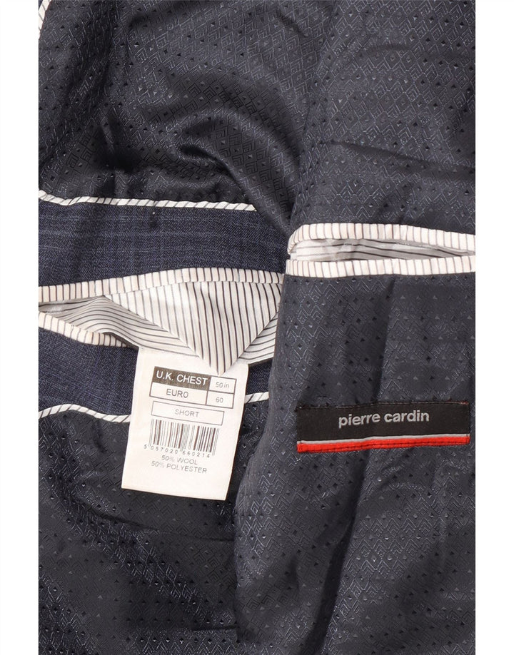 Pierre Cardin Veste blazer à 2 boutons pour homme UK 50 5XL Bleu marine à carreaux