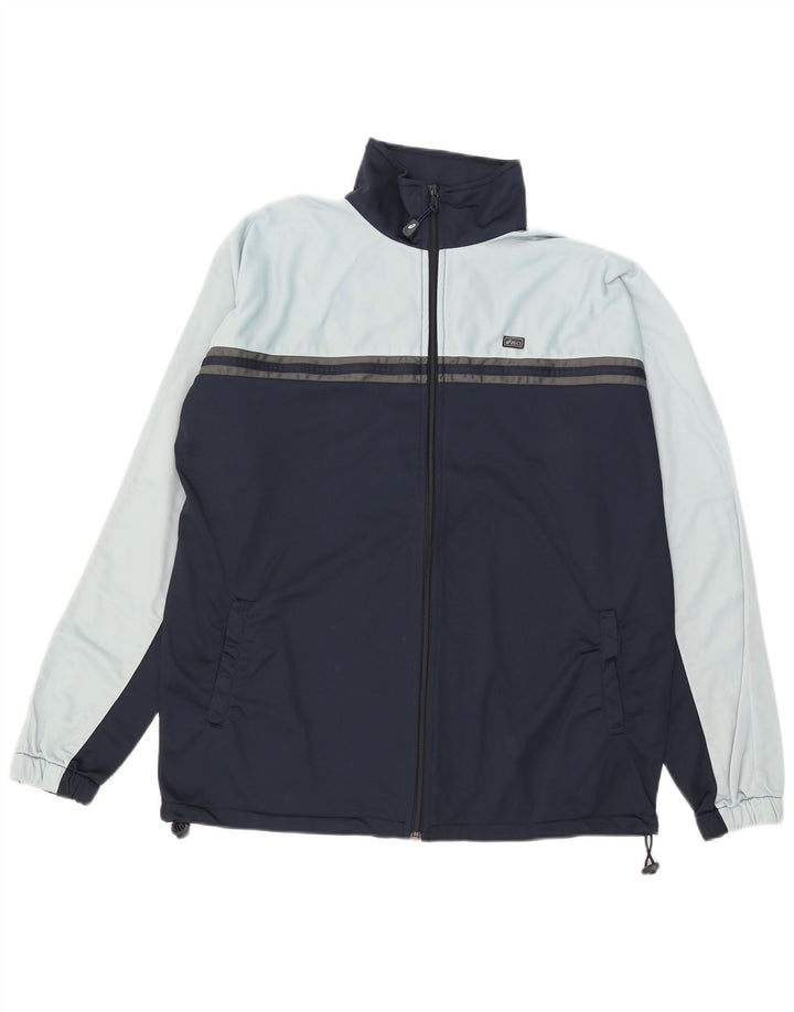 Asics Veste de survêtement pour homme Large Bleu Colorblock Polyester