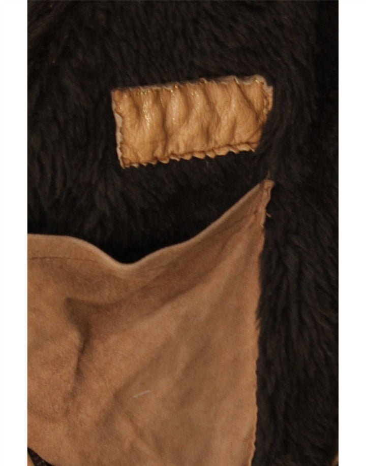 veste en peau de mouton homme vintage UK 38 Cuir brun moyen