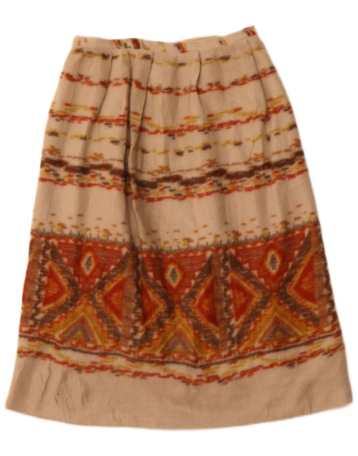VINTAGE Jupe trapèze femme W28 Beige moyen géométrique